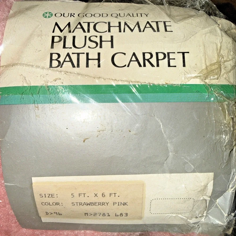 NOS Vintage PINK Sears Matchmate Plush Bath Carpet Pink 5x6 Bathroom Rug 1980